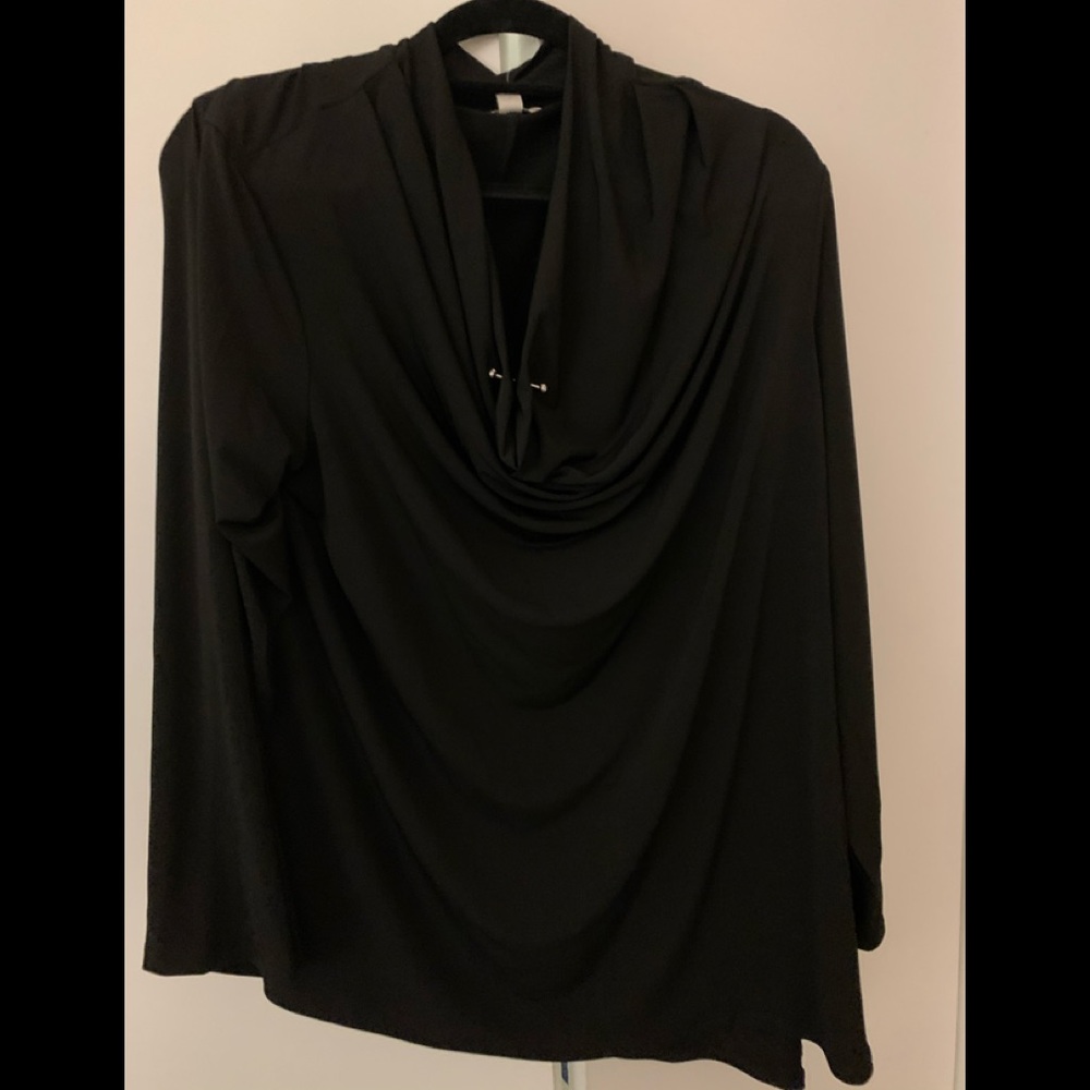 Catos Women’s Plus Black Drape Neck Dressy Blouse 18/20W NWT